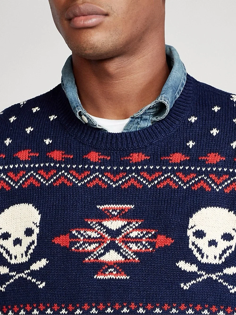 Polo Ralph Lauren Scull and Bones Jumper Fair Isle Sweater Crewneck Size Large